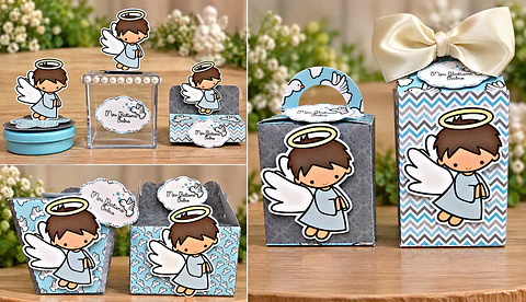 Arquivo de Corte Kit Festa Batismo Batizado Anjinho Menino Azul 4