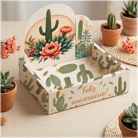 Arquivo de Corte - Caixa Cenário Cacto Boho