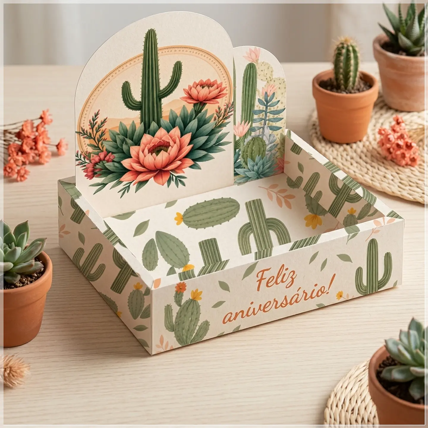 Arquivo de Corte - Caixa Cenário Cacto Boho 1