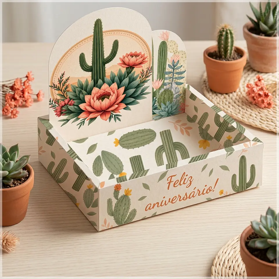 Arquivo de Corte - Caixa Cenário Cacto Boho 1