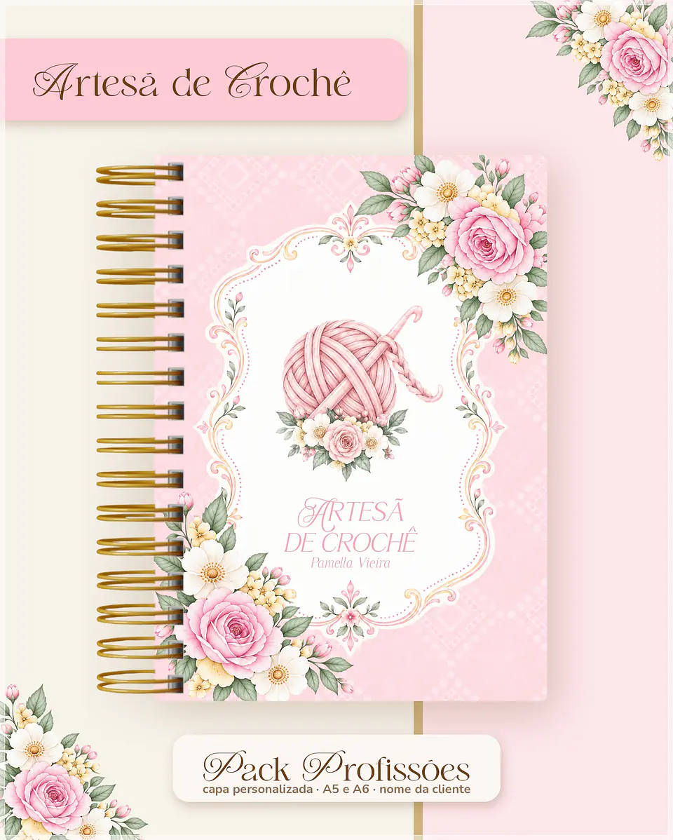 Encadernação - Coleção Profissões Floral Rosa 1