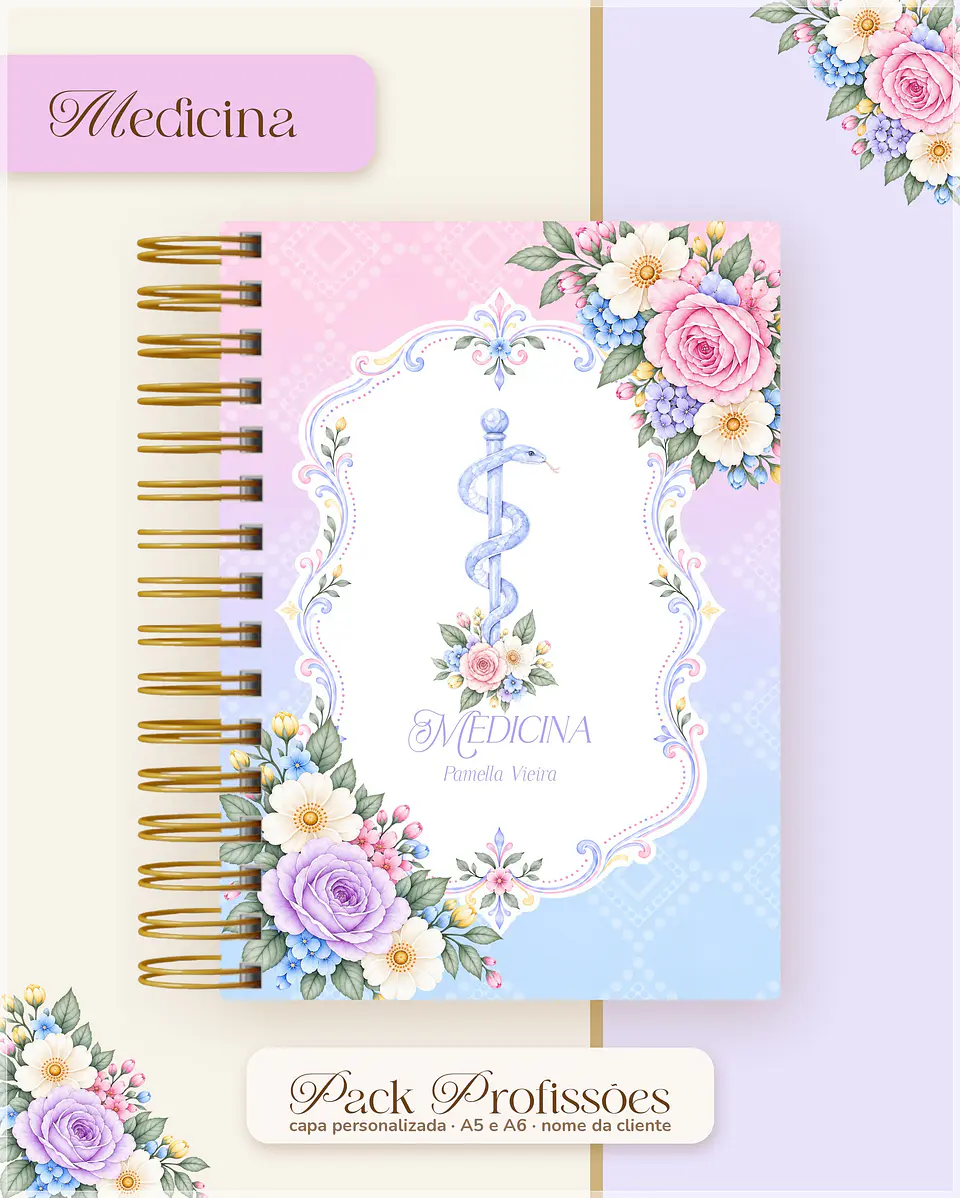 Encadernação - Coleção Profissões Floral Colorido 1