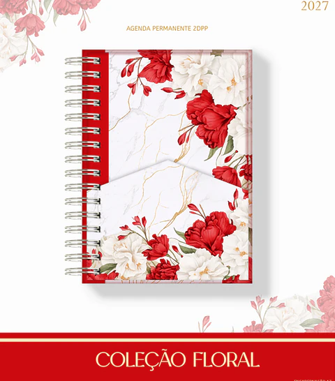 Encadernação - Coleção Enc 17 Floral Vermelho