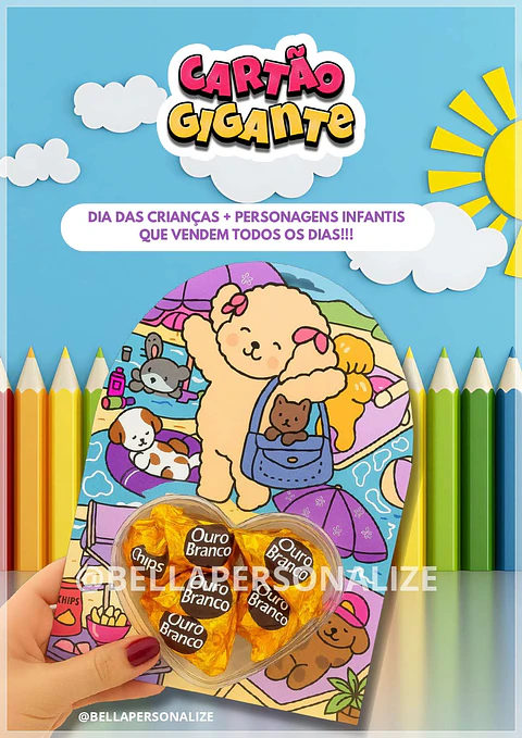Arquivo de Corte Blister e Esferas Card Blister Coração Crianças Dia das Crianças 1