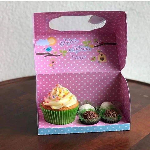 Arquivo de Corte Cx Doces Caixa Cup Cake e Doces Visor Dia das Crianças 13