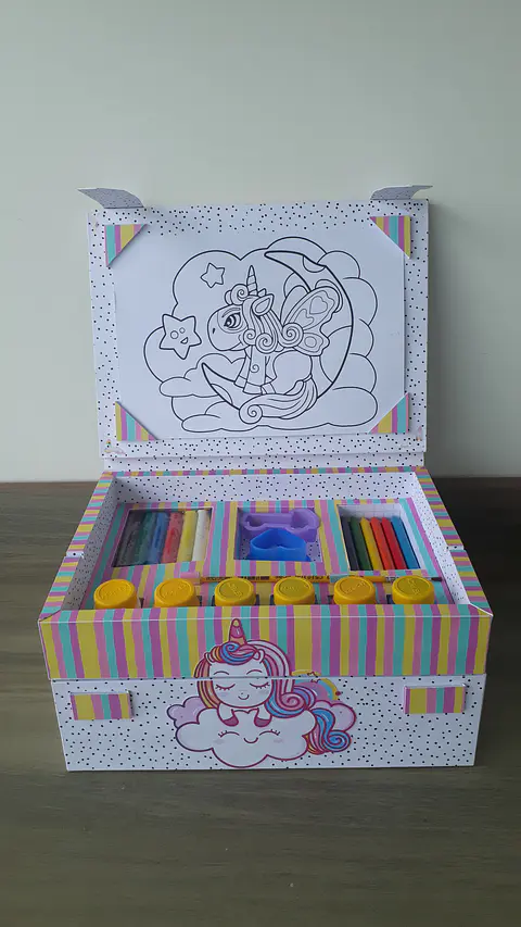 Arquivo de Corte Cx Diversão - Colorir Caixa Paint Games Infantil Unicórnio Dia das Crianças 4