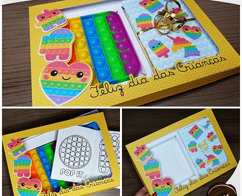 Arquivo de Corte Cx Multiuso Kit PopIt de Colorir Dia das Crianças 2