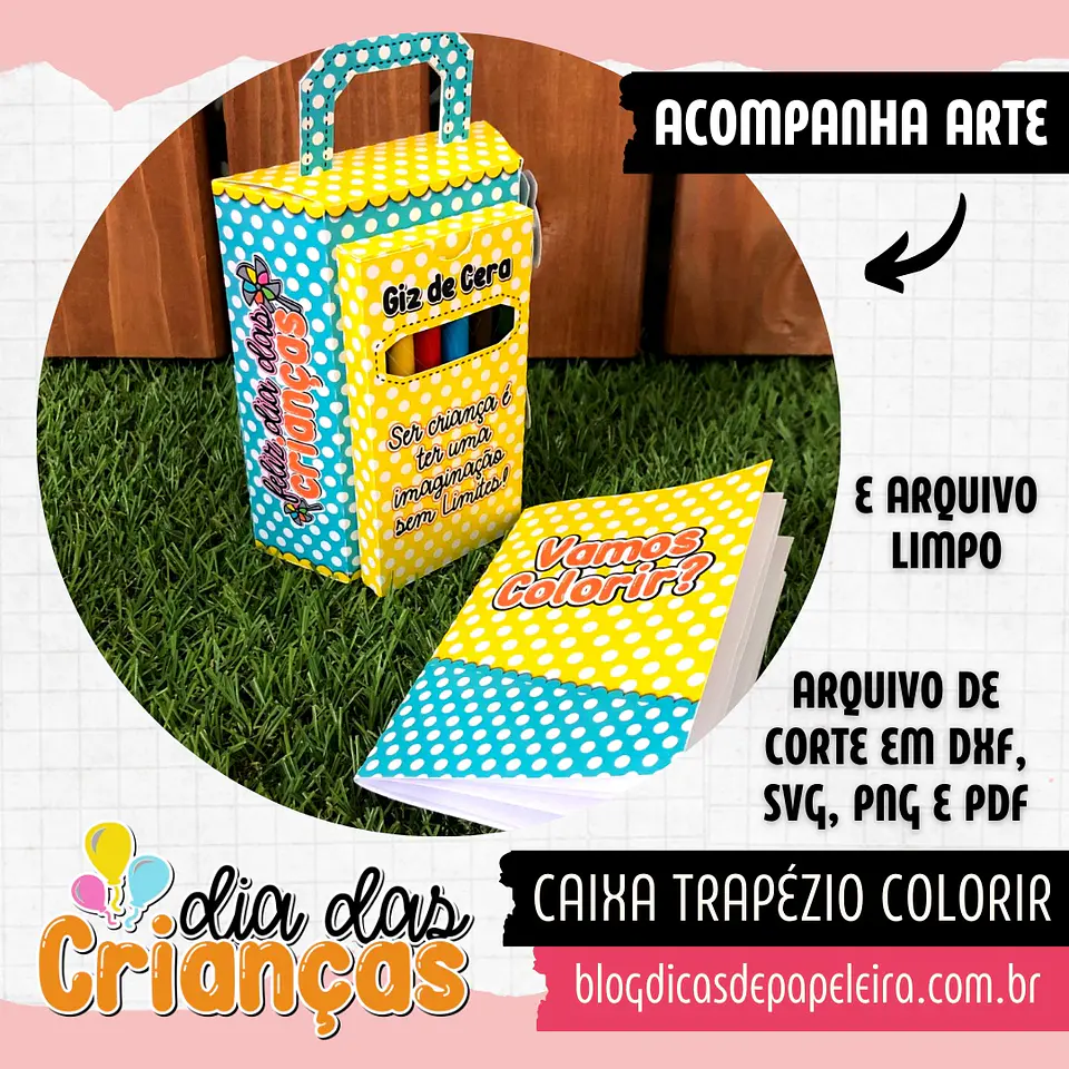 Arquivo de Corte Cx Diversão - Colorir Caixa Trapézio Colorir Dia das Crianças 3 1