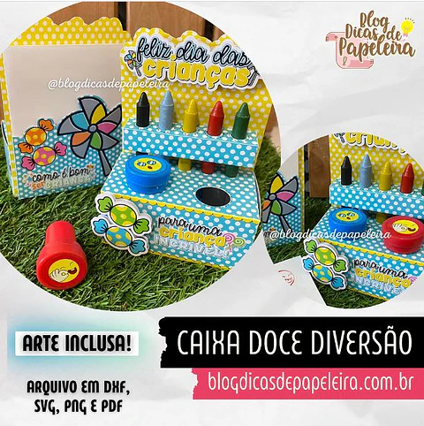 Arquivo de Corte Cx Diversão - Colorir Caixa Doce Diversão Dia das Crianças 2