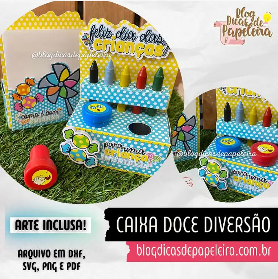 Arquivo de Corte Cx Diversão - Colorir Caixa Doce Diversão Dia das Crianças 2 1