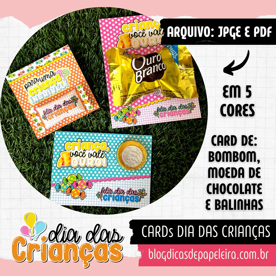 Arquivo de Corte Cartões e Tags Card Criança Vale Ouro Dia das Crianças 1 1