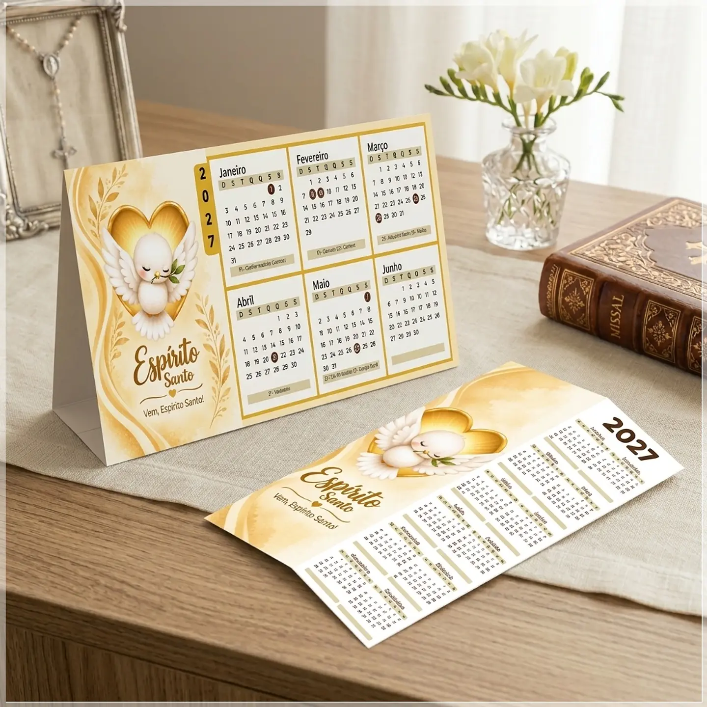 Arquivo de Corte Calendário e Marca Página Religioso Espirito Santo 9 1