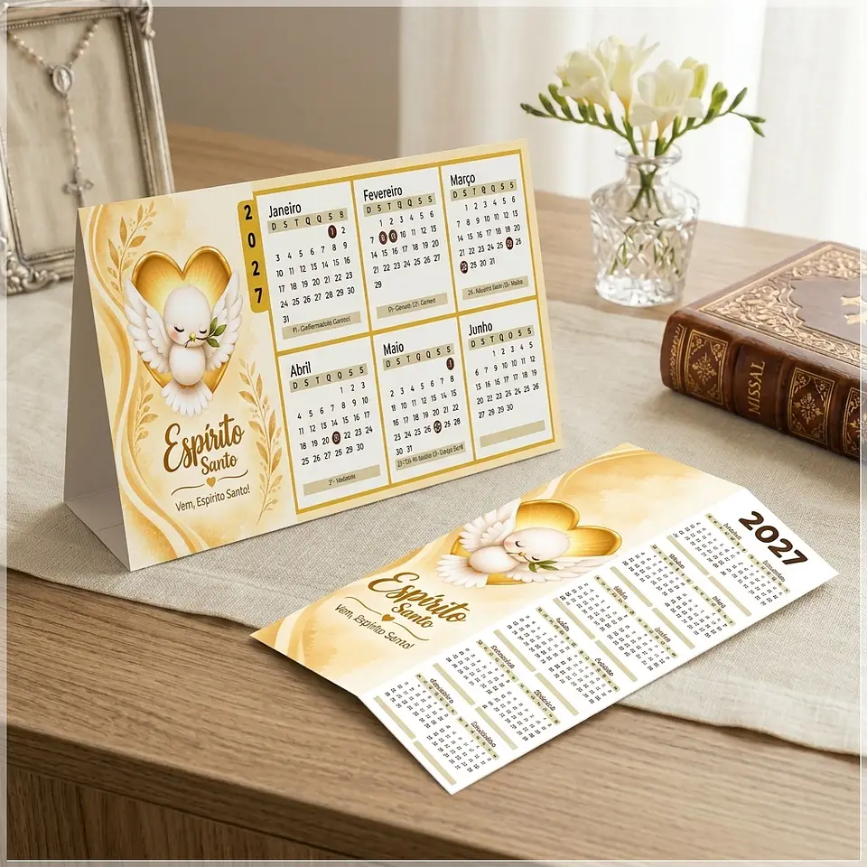 Arquivo de Corte Calendário e Marca Página Religioso Espirito Santo 9 1