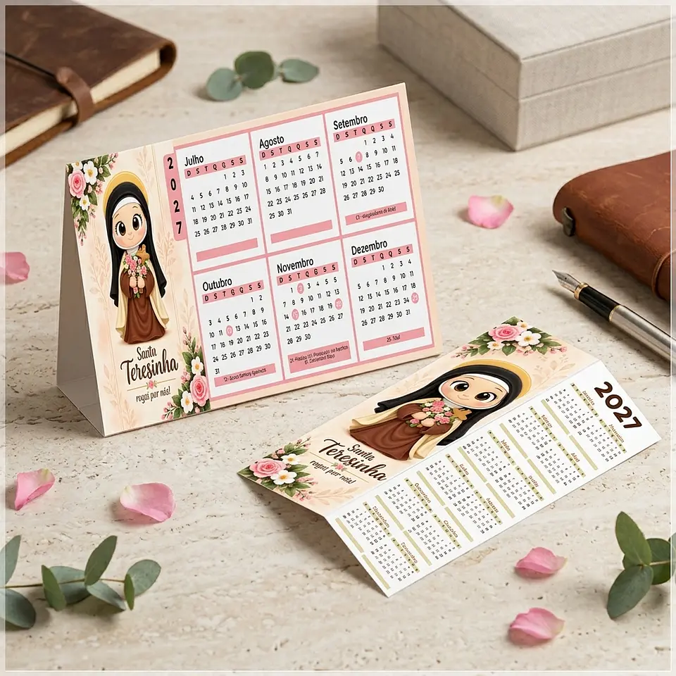 Arquivo de Corte Calendário e Marca Página Religioso Santa Terezinha 5 1