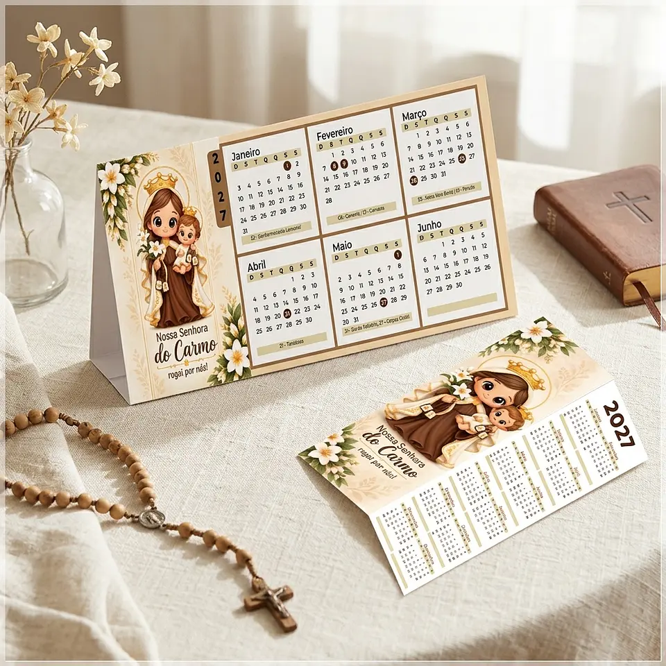 Arquivo de Corte Calendário e Marca Página Religioso Nossa Senhora do Carmo 4 1