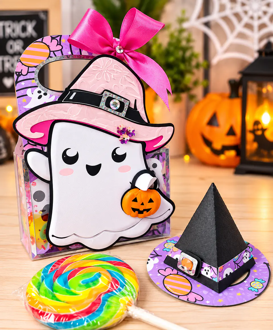 Arquivo de Corte Kit Combo Caixa Fantasma Chapéu de Bruxa Halloween 1 1