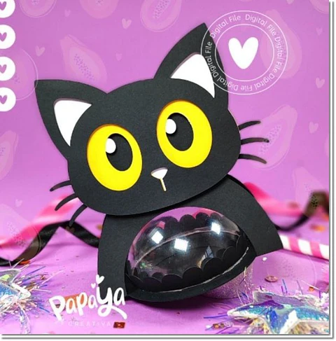 Arquivo de Corte Blister Blister Cat Holder Halloween 12