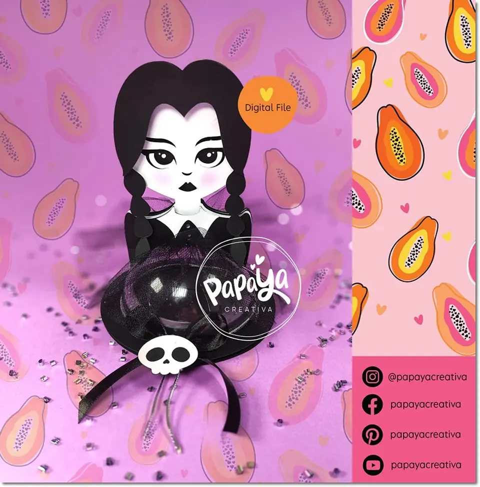 Arquivo de Corte Blister Blister Wandinha Halloween 9 1