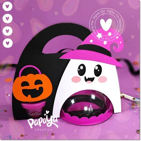 Arquivo de Corte Blister Suporte para Doces Fantasma e Playdoh Halloween 2