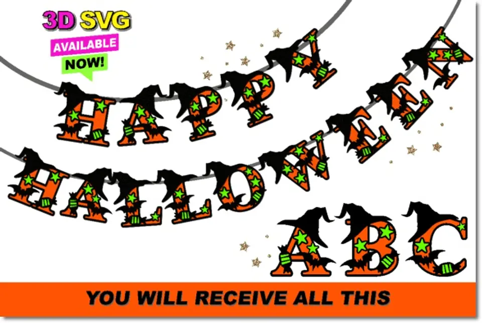 Arquivo de Corte Alfabeto Alfabeto 3D Halloween 3 1