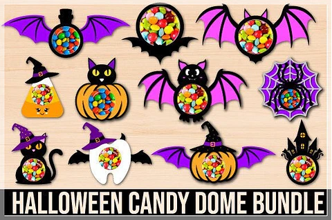 Arquivo de Corte Blister Candy Dome Bundle Halloween 3