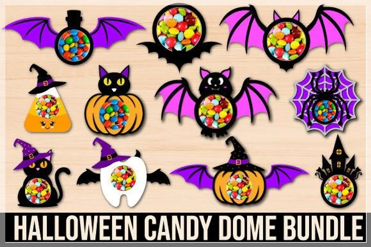 Arquivo de Corte Blister Candy Dome Bundle Halloween 3 1