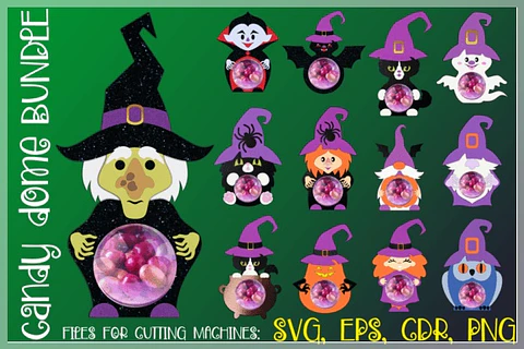 Arquivo de Corte Blister Candy Dome Bundle Halloween 1