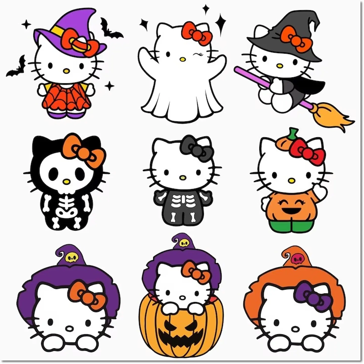 Arquivo de Corte Adesivo Adesivos Hello Kitty Halloween 1 1