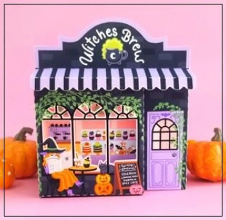 Arquivo de Corte Cenário - Casa Witches Brew Cafe 3D Gift Box Halloween 3 1