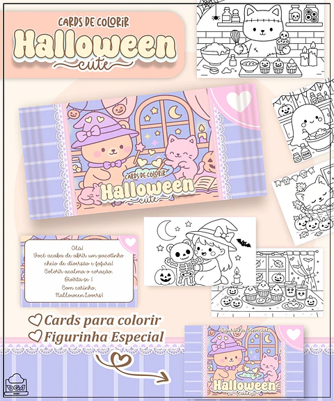 Arquivo de Corte Colorir - Atividades Cards de Colorir Halloween 1