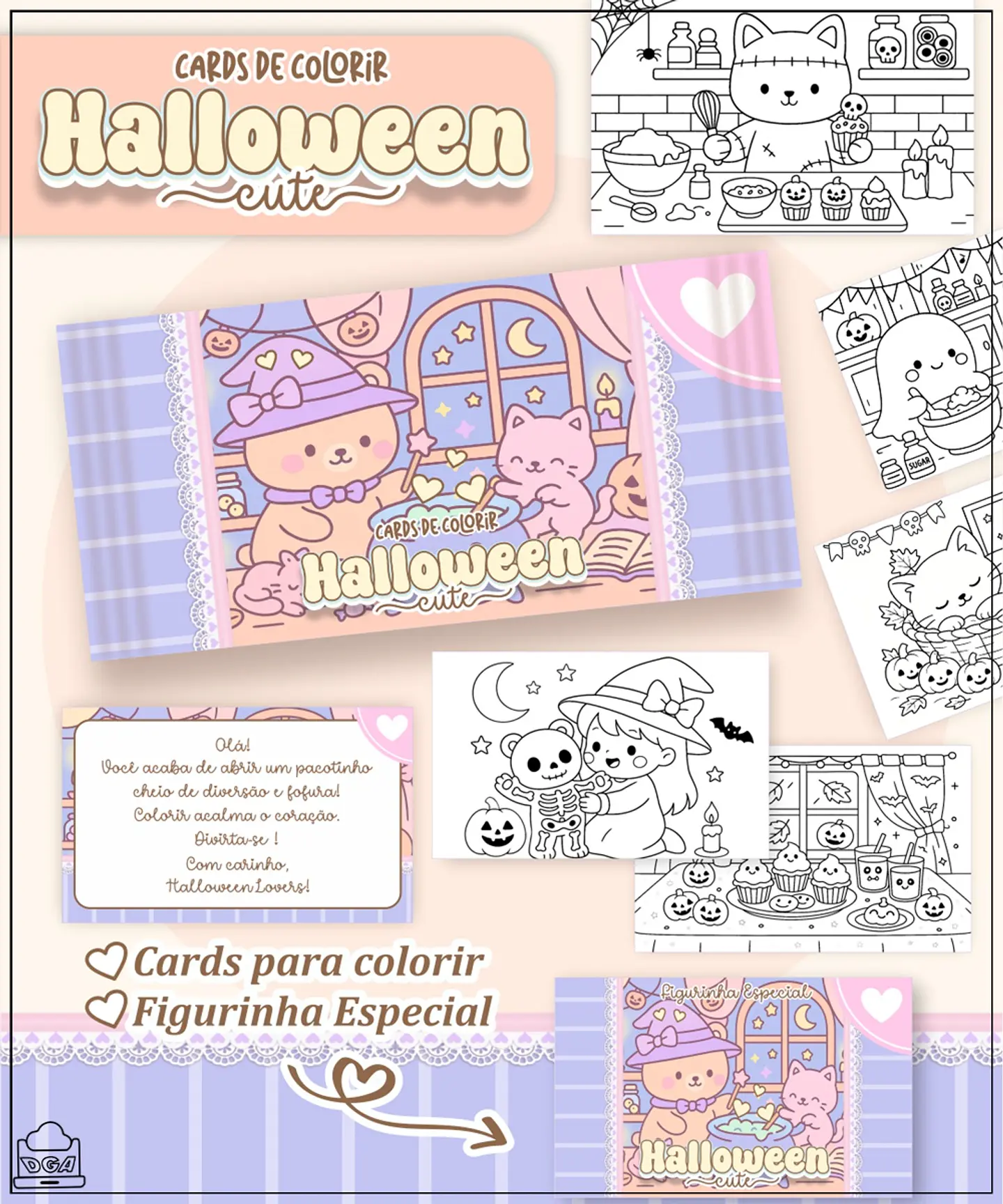 Arquivo de Corte Colorir - Atividades Cards de Colorir Halloween 1 1