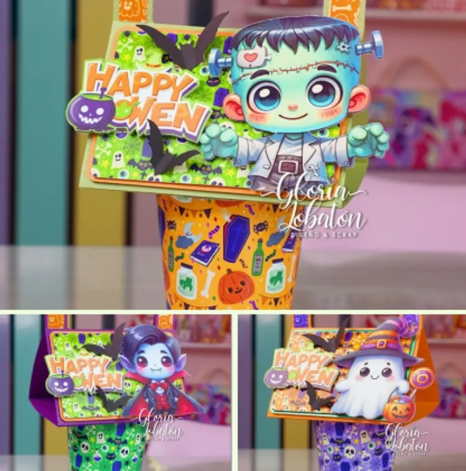 Arquivo de Corte Cx Porta Copo Porta Copo Halloween 6 1