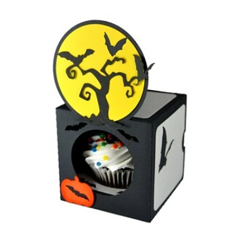 Arquivo de Corte Cx Doces Haunted Tree Cupcake Box Halloween 4