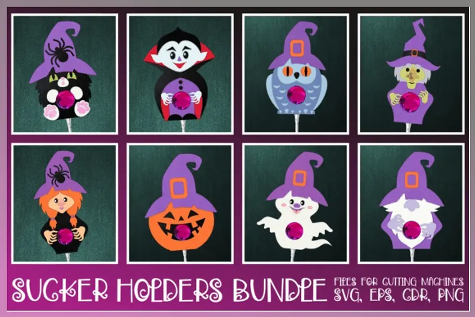 Arquivo de Corte Pirulito Sucker Holders Bundle Halloween 6 1
