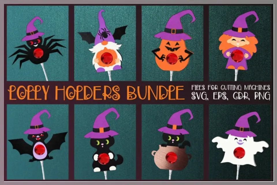 Arquivo de Corte Pirulito Lolly Holders Templates Bundle Halloween 5 1