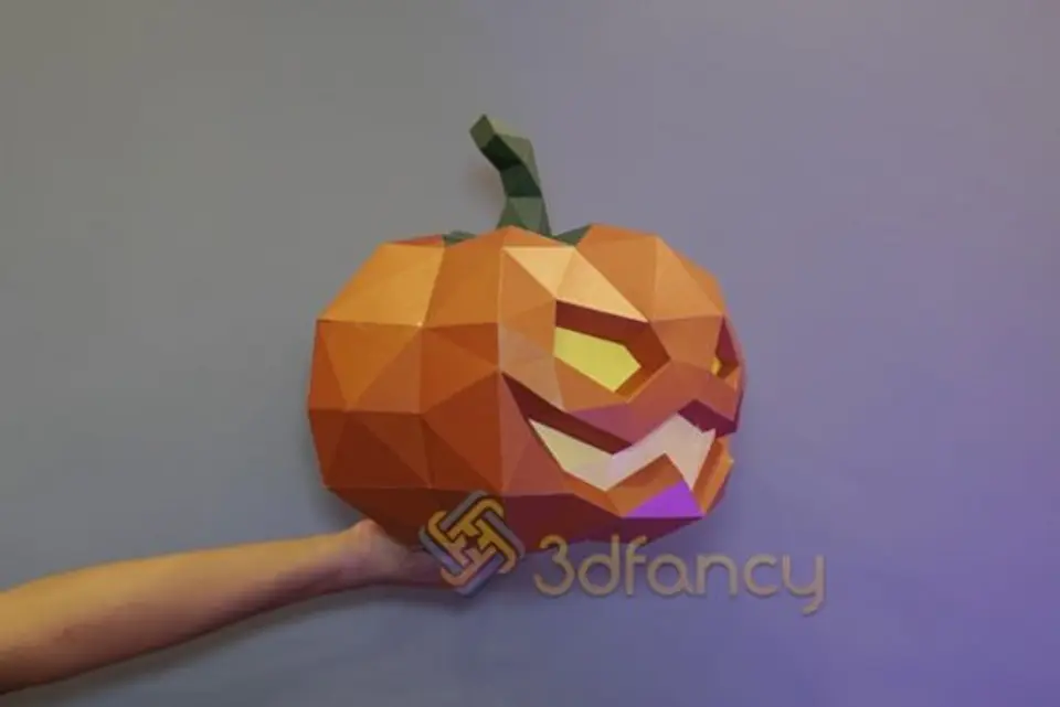 Arquivo de Corte Low Poly Pumpkin Papercraft Halloween 100 1