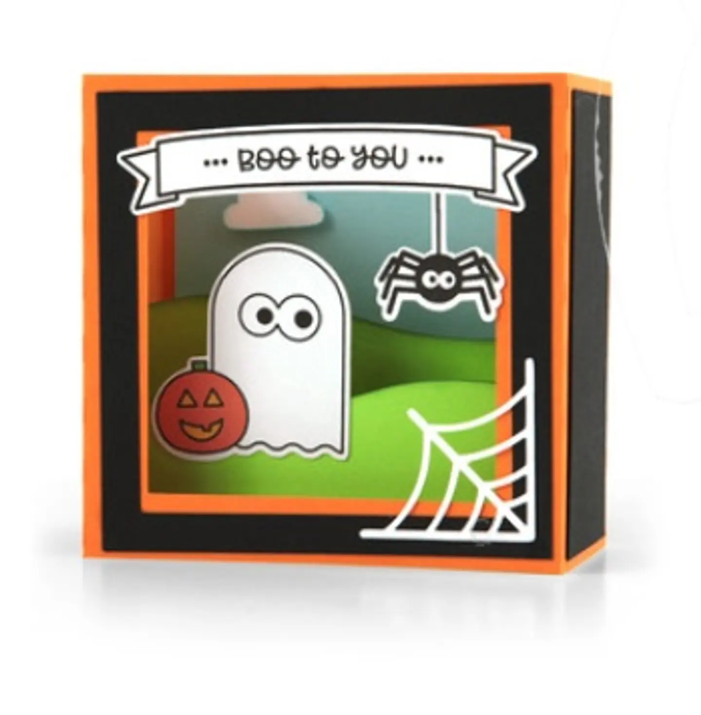 Arquivo de Corte Quadro - ShadowBox Shadow Box Card Scene Ghost Halloween 8 1