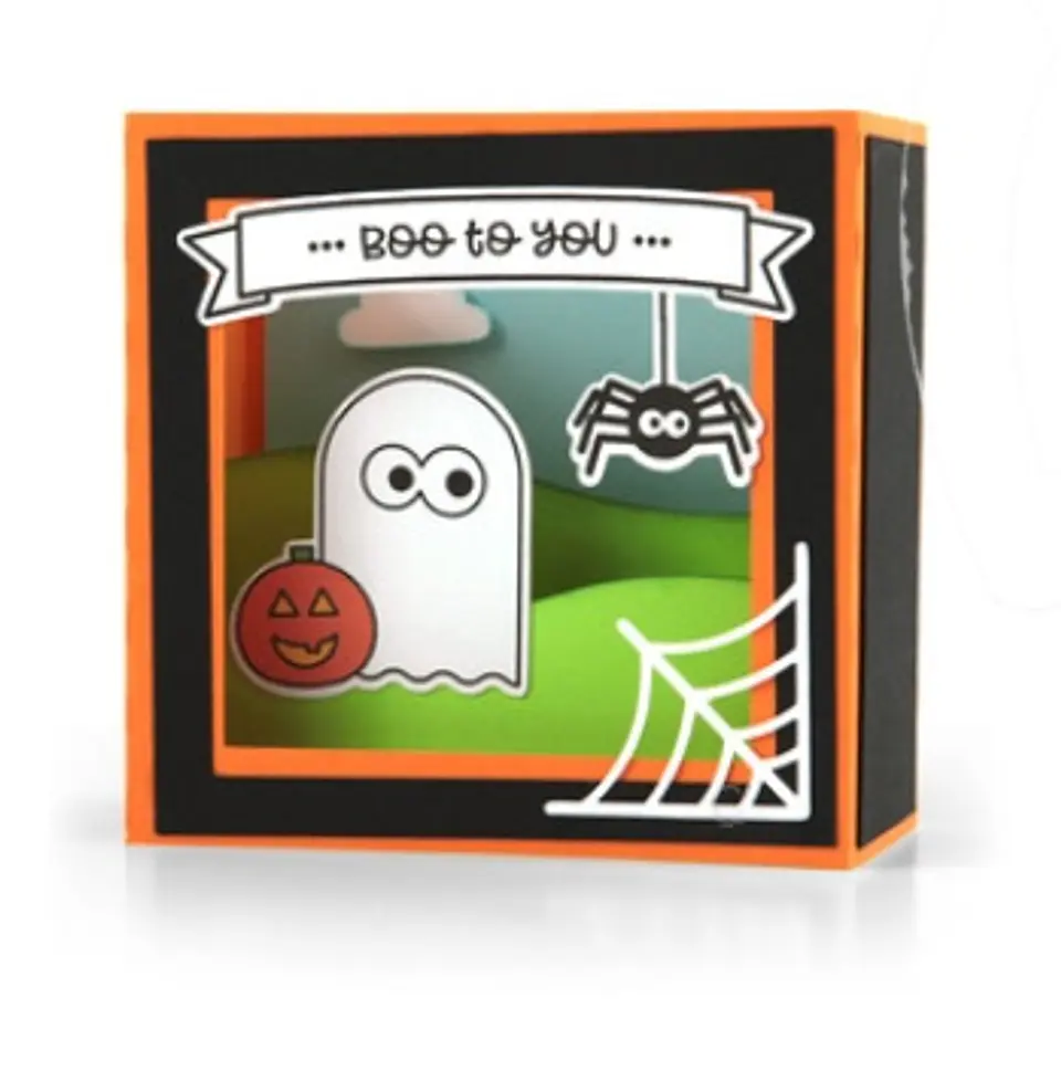 Arquivo de Corte Quadro - ShadowBox Shadow Box Card Scene Ghost Halloween 8 1