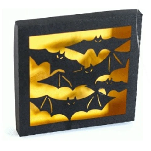 Arquivo de Corte Quadro - ShadowBox Bats Shadowbox Halloween 2