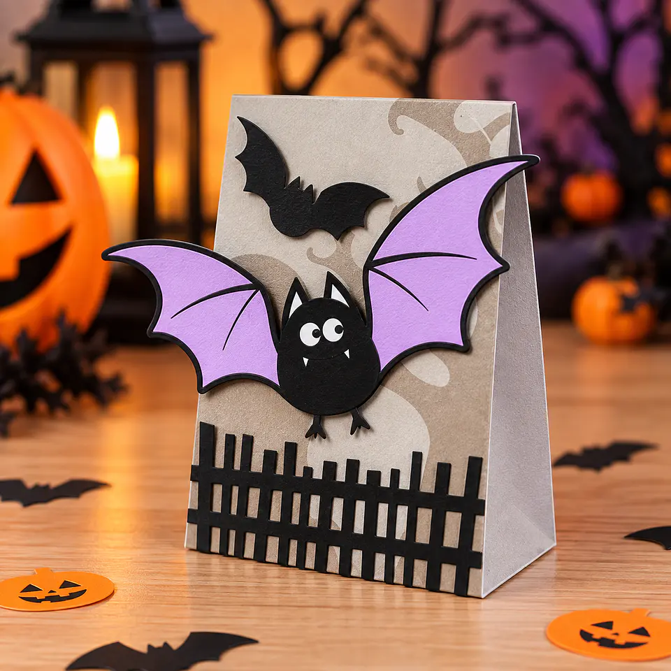 Arquivo de Corte Sacos - Sacolinha Treat Bag Bat Halloween 8 1