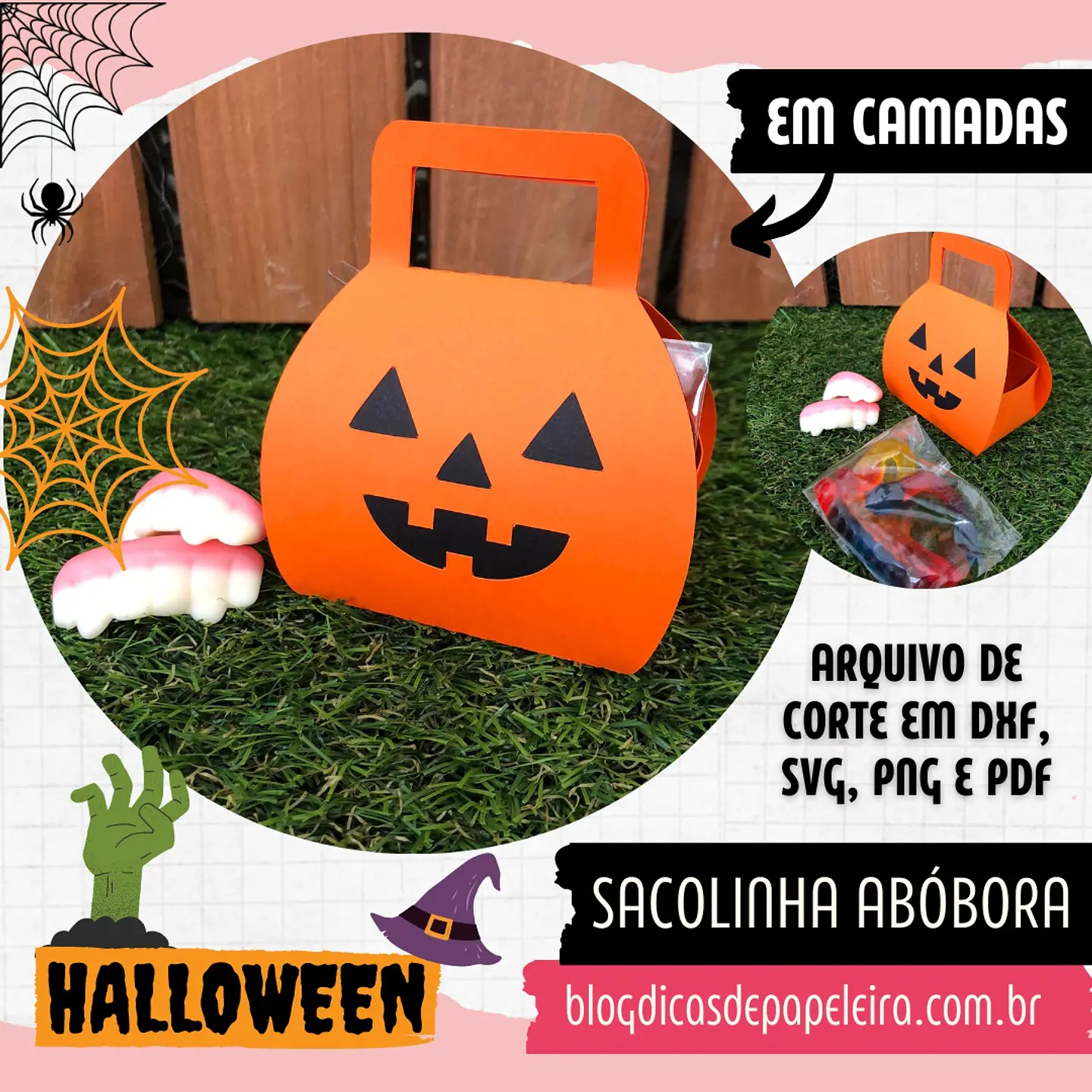 Arquivo de Corte Sacos - Sacolinha Sacolinha Abóbora Halloween 1 1