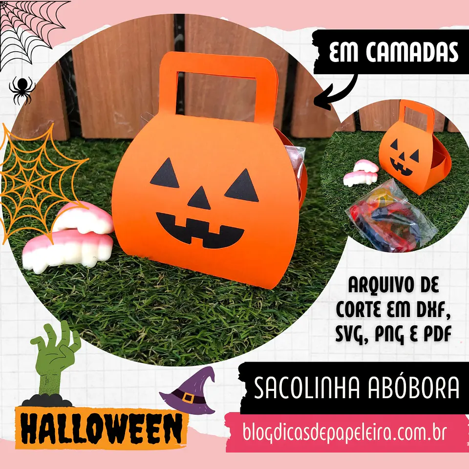 Arquivo de Corte Sacos - Sacolinha Sacolinha Abóbora Halloween 1 1