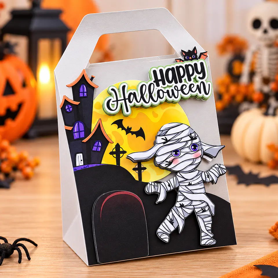 Arquivo de Corte Sacos - Sacolinha Sacolinha Molde Cajita Halloween 4 1