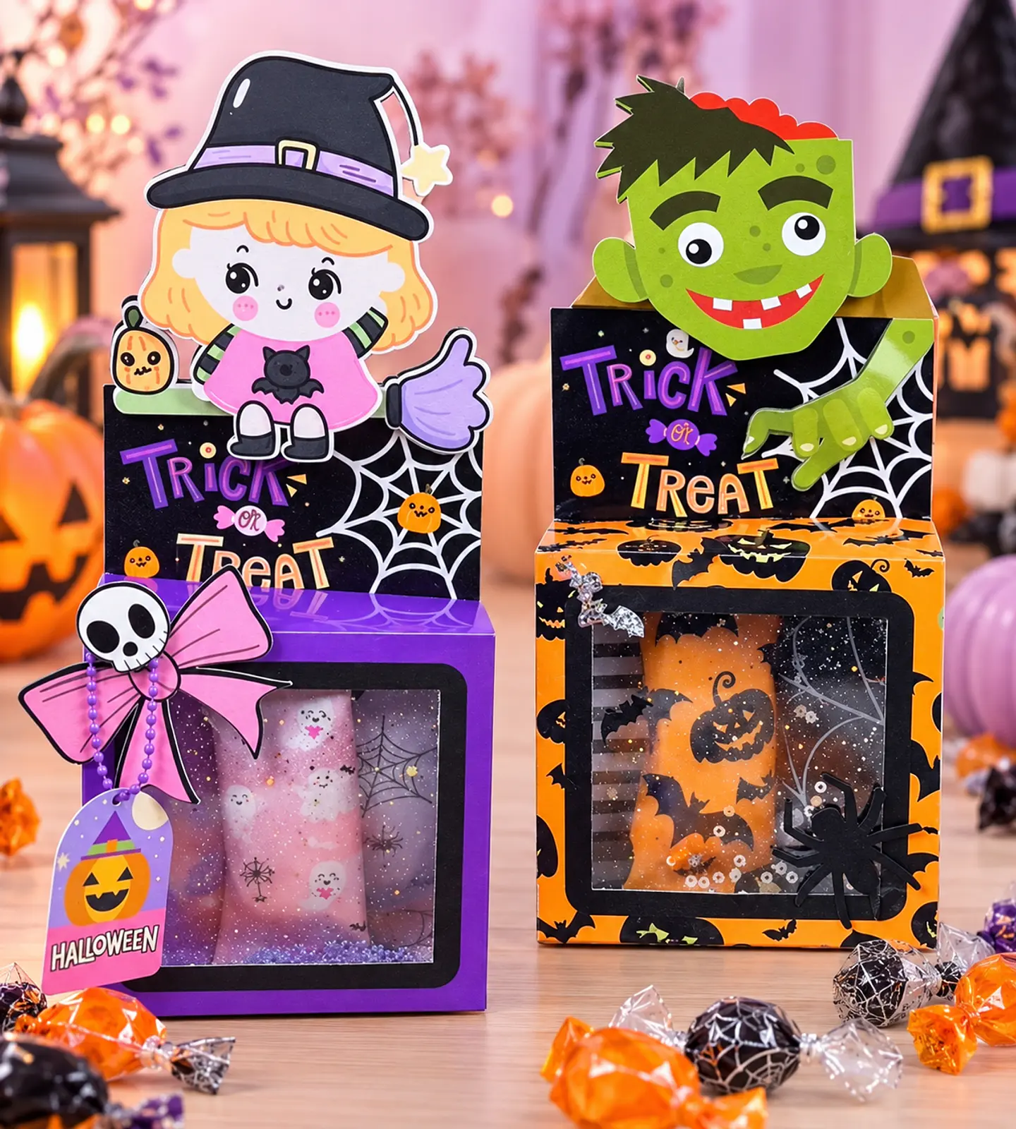 Arquivo de Corte Caixas Com Visor Halloween 2 1