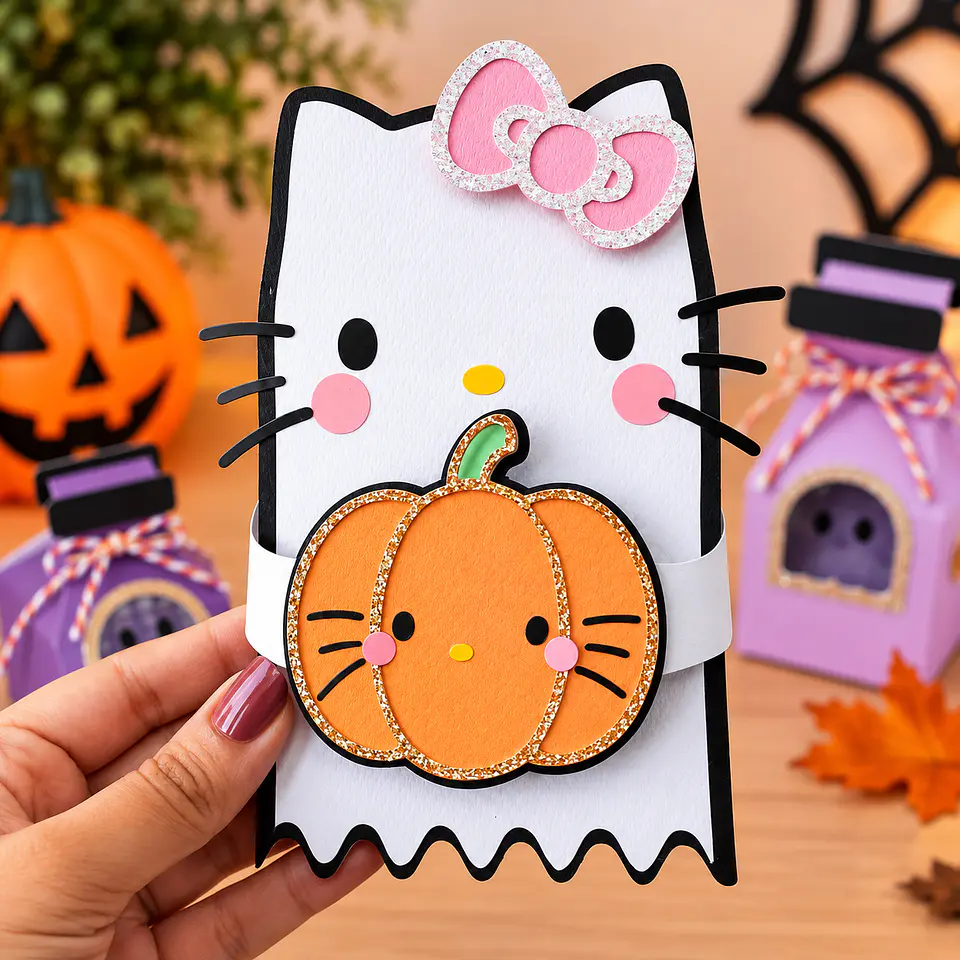 Arquivo de Corte Caixa Fantasma Hello Kitty Halloween 2 1
