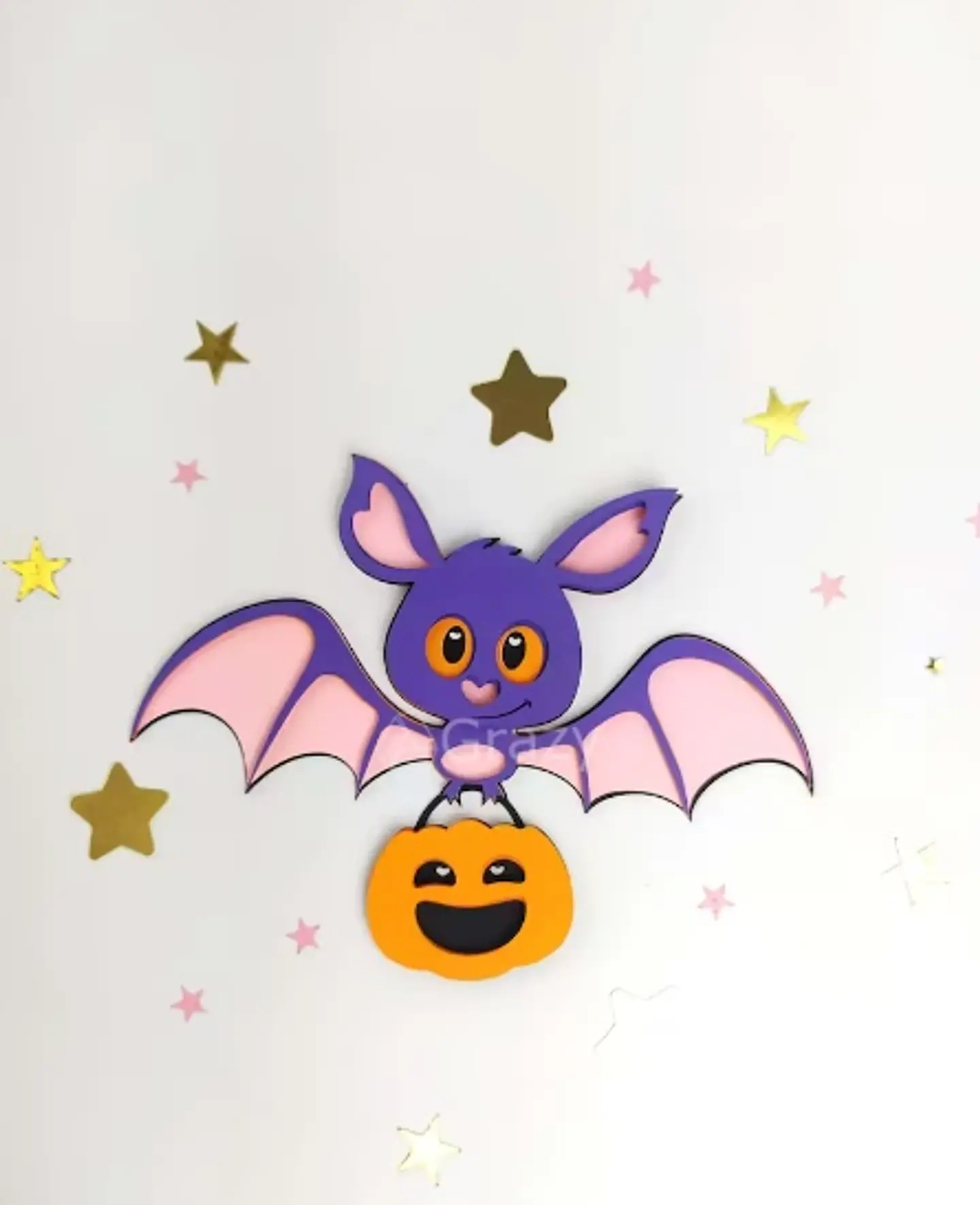 Arquivo de Corte Camadas - Personagens Bat com Abóbora Halloween 2 1