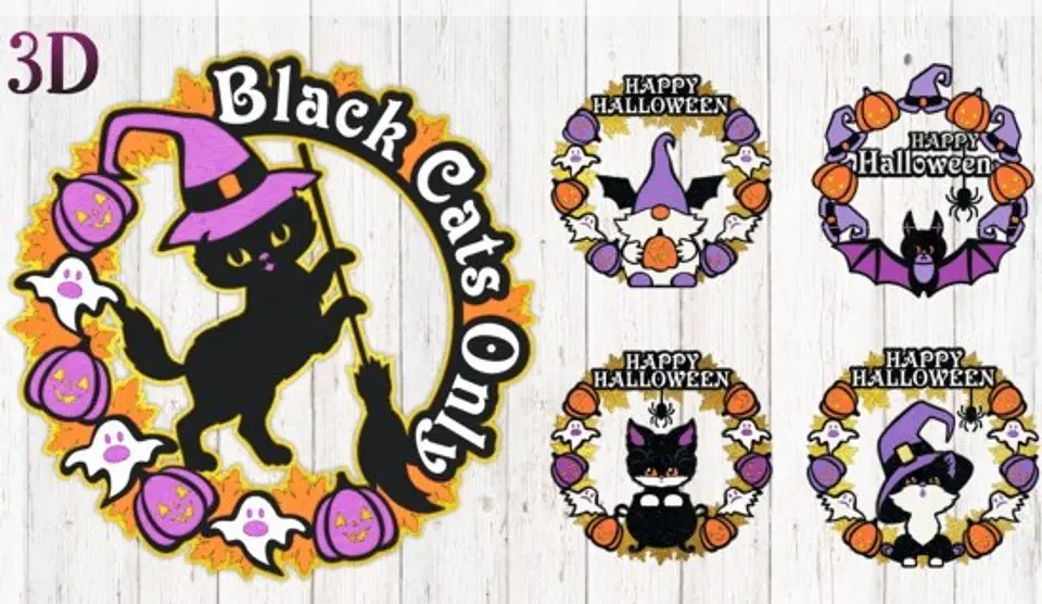 Arquivo de Corte Camadas - Personagens Door Signs Bundle Halloween 2 1