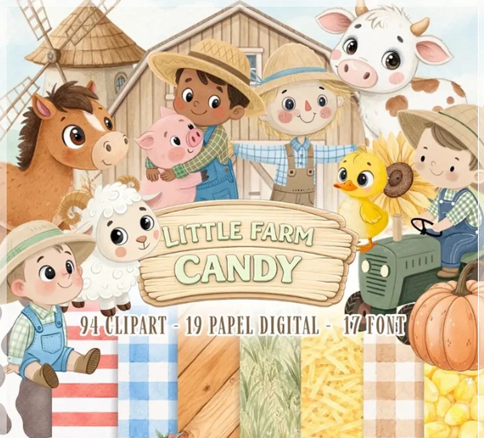 Kit Digital Fazendinha Little Farm Friends 15 1