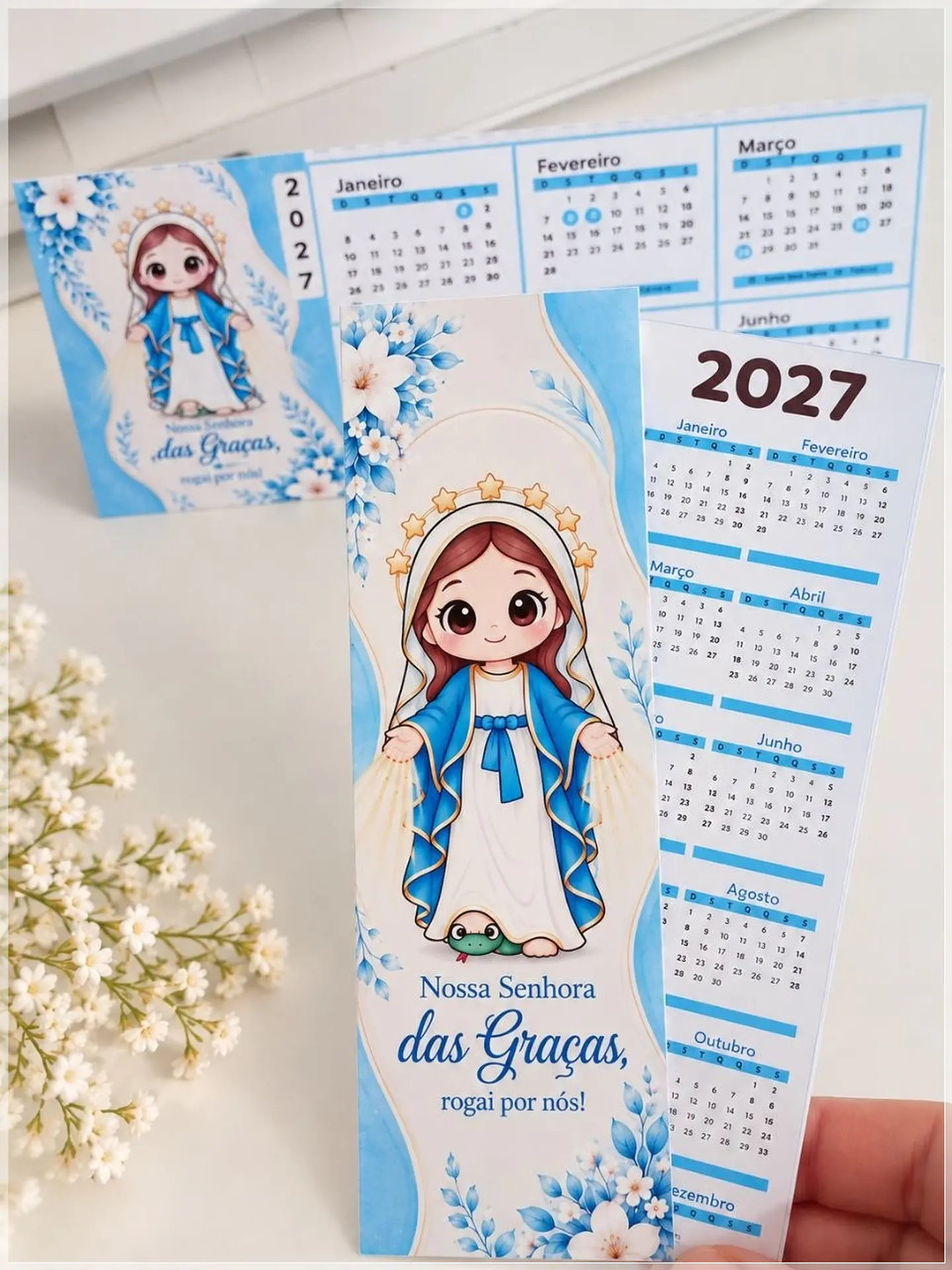 Arquivo de Corte Calendário e Marca Página Religioso Nossa Senhora das Graças 18 1