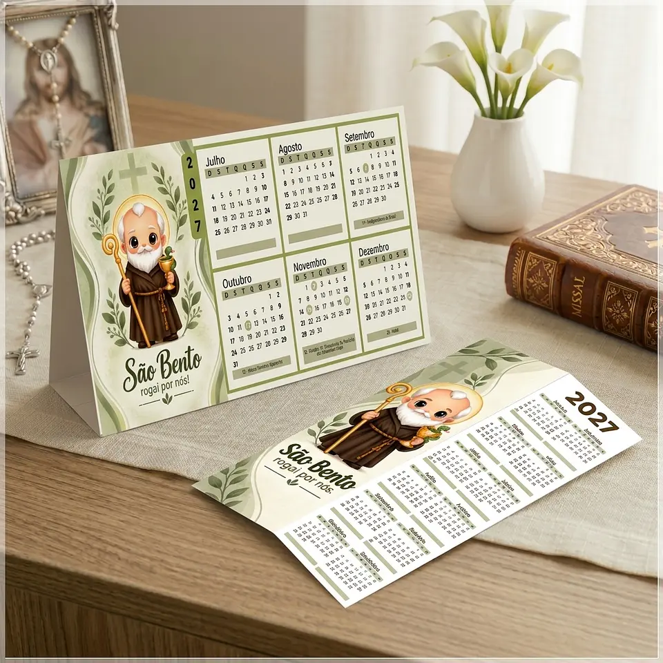 Arquivo de Corte Calendário e Marca Página Religioso São Bento 10 1